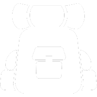 White icon of a backpack.